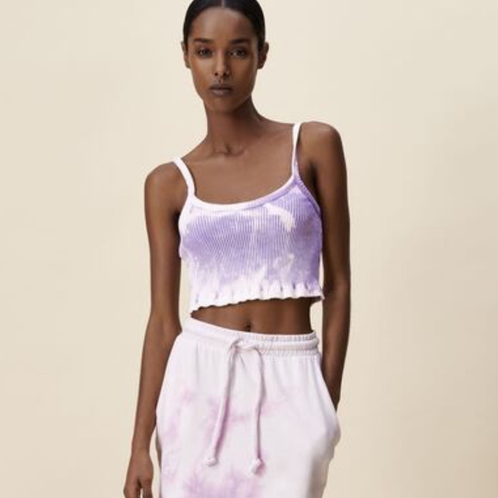 Zara ribbed tie-dye cropped top